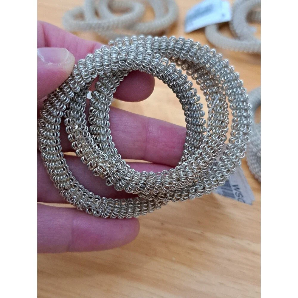 Vintage Pier 1 Triple Ring Wire Mesh Napkin Rings NOS  New with Tags Set of 5
